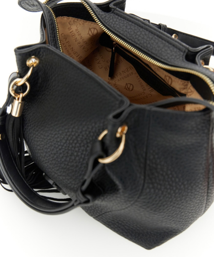 Borsa shopping con pieghe effetto pelle con grana grossa
