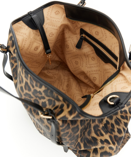 Borsa tote grande stampa leopardo con tracolle sottili effetto pelle leopard