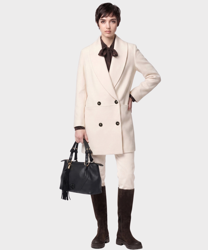 Borsa shopping con pieghe effetto pelle con grana grossa