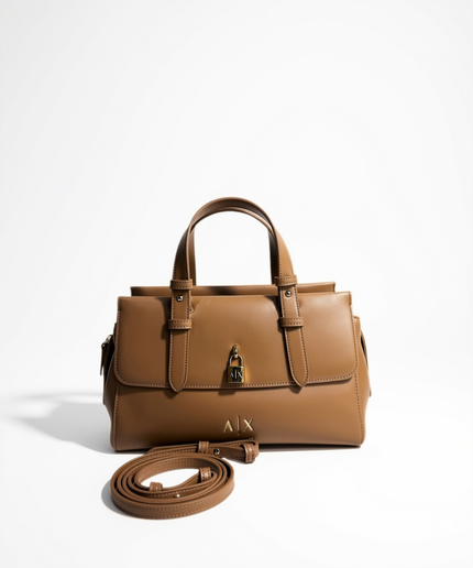 Borsa shopping con doppi manici e logo