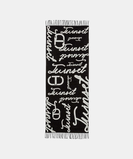 Stola jacquard con logo lettering