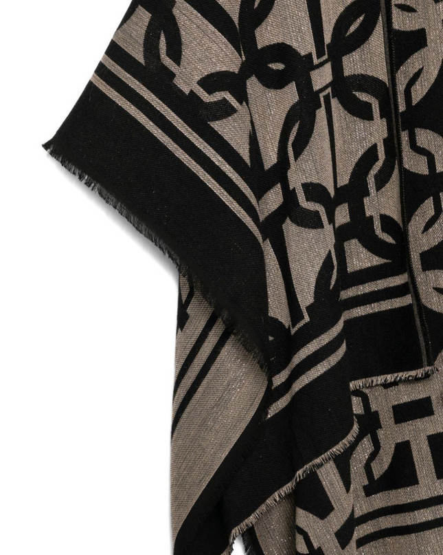 Poncho Jacquard con motivo a catena nero