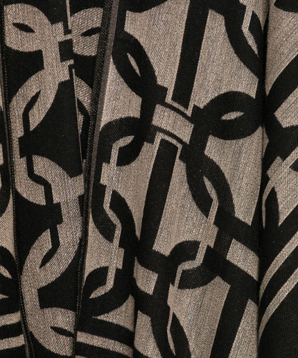Poncho Jacquard con motivo a catena nero