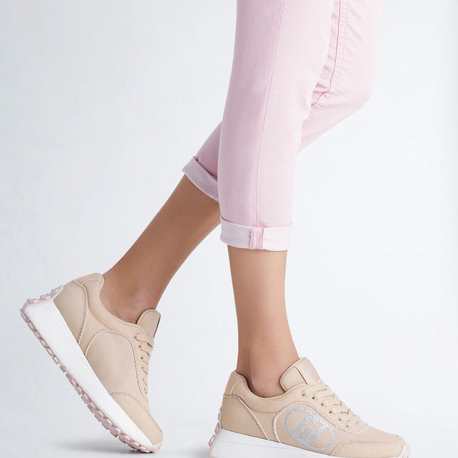 Sneakers in denim beige