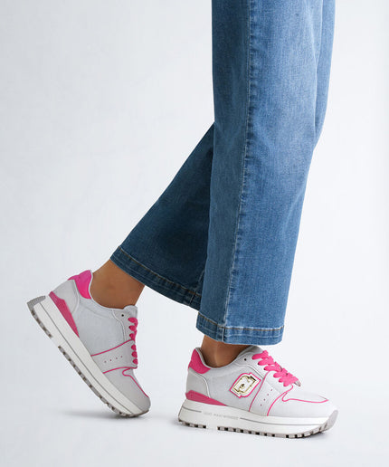 Plateausneaker aus Wildleder und Mesh