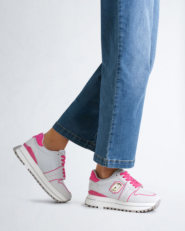 Platform sneakers in suede and mesh