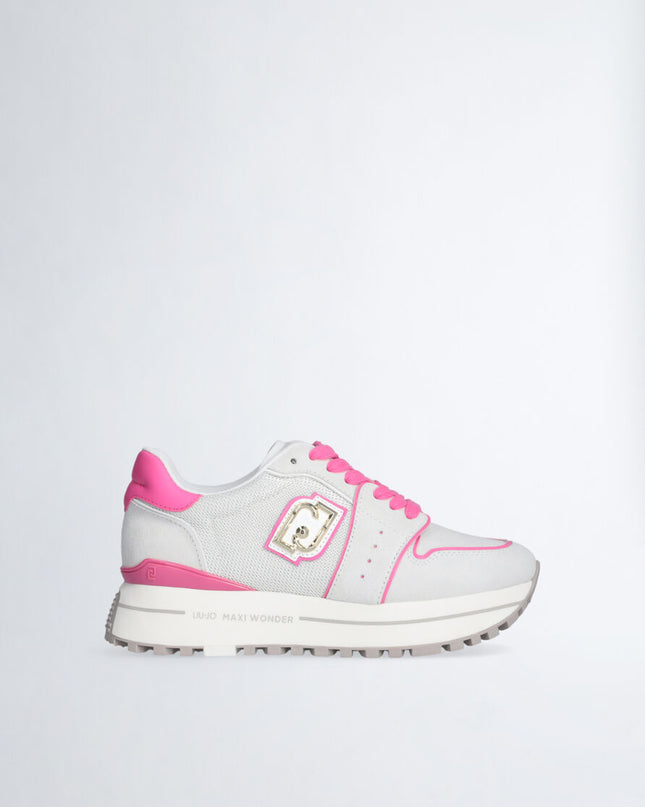 Platform sneakers in suede and mesh
