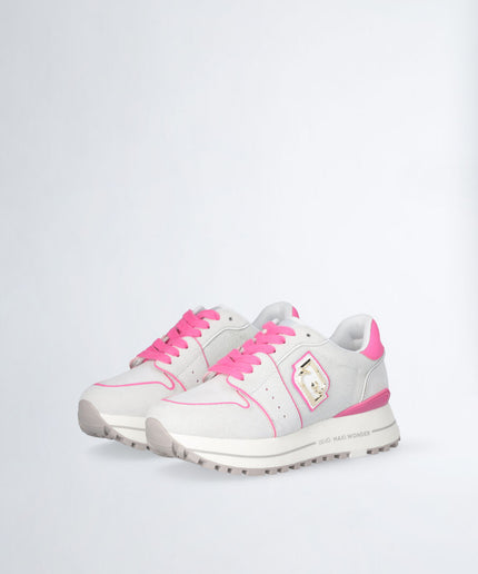 Plateausneaker aus Wildleder und Mesh