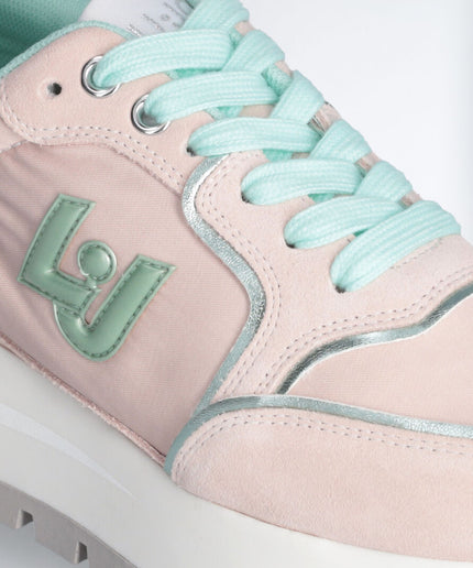 Plateausneaker aus Wildleder und Nylon