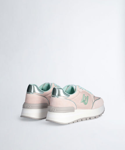 Plateausneaker aus Wildleder und Nylon