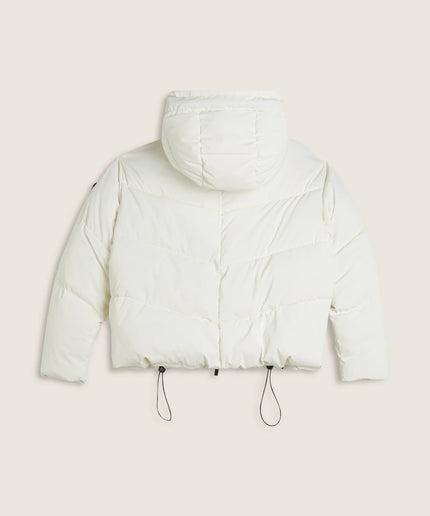 Piumino cropped donna con collo alto e coulisse regolabile