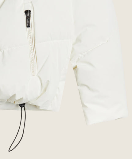 Piumino cropped donna con collo alto e coulisse regolabile