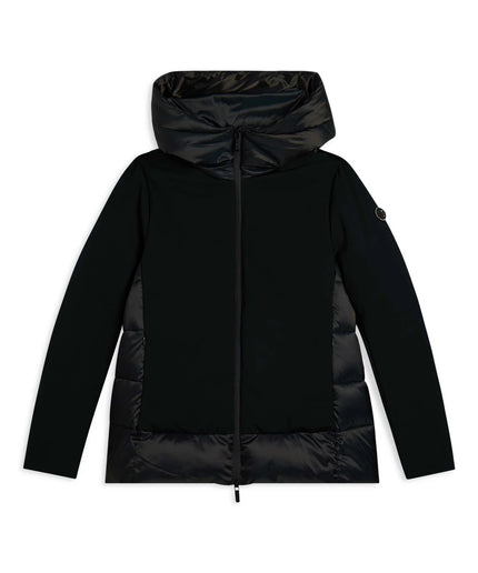 Piumino donna lunghezza media con inserti lucidi e opachi