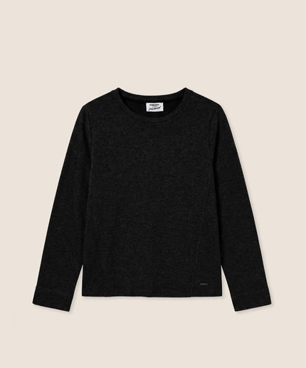 Felpa girocollo effetto tricot con polsini aperti