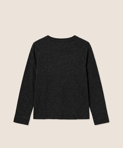 Felpa girocollo effetto tricot con polsini aperti