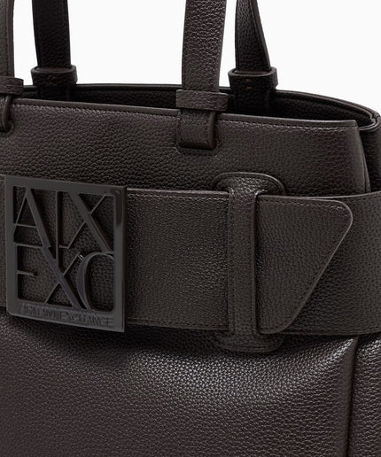 Borsa shopping effetto martellato con cintura e fibbia