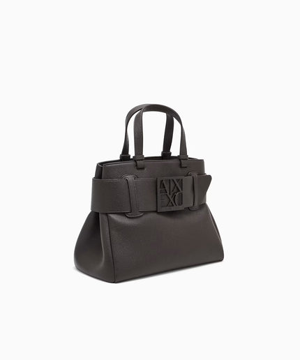 Borsa shopping effetto martellato con cintura e fibbia
