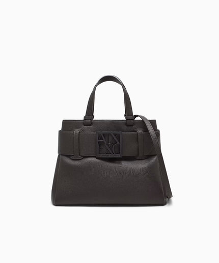 Borsa shopping effetto martellato con cintura e fibbia