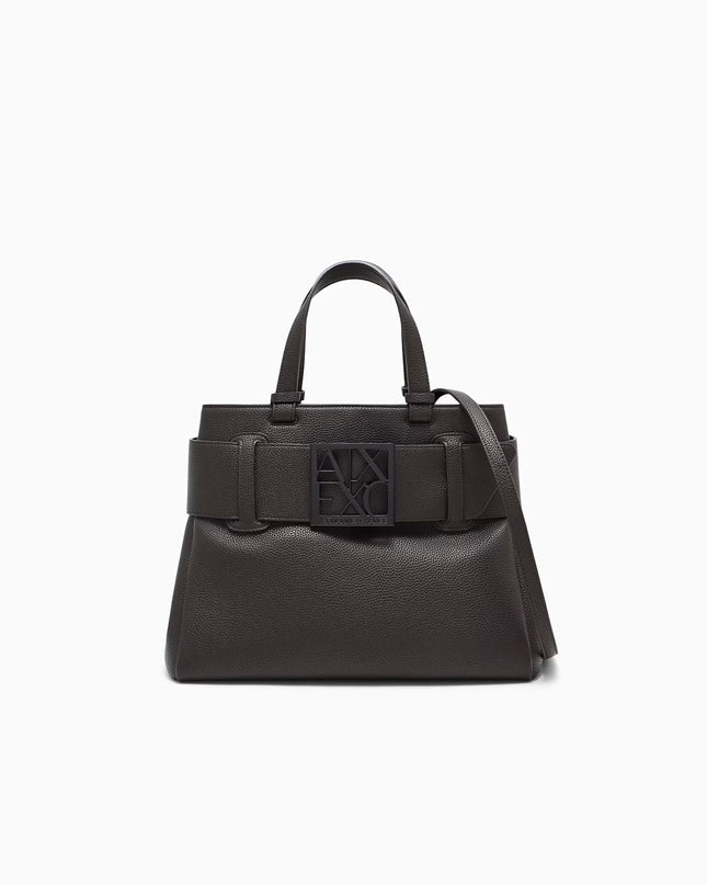 Borsa shopping effetto martellato con cintura e fibbia