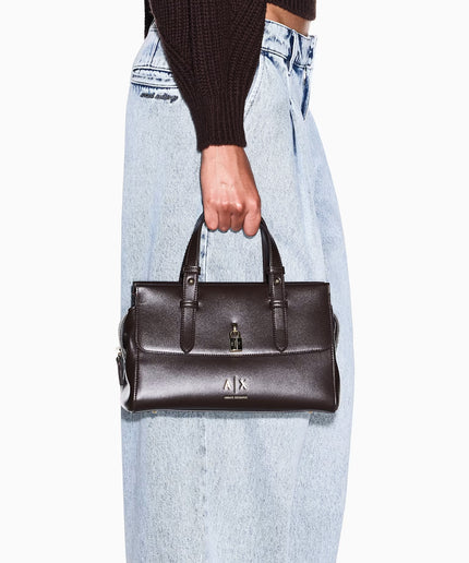 Borsa shopping con doppi manici e logo