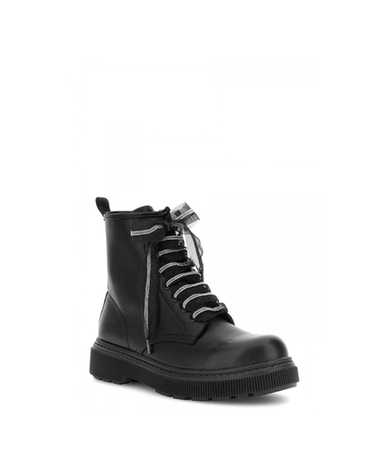 Anfibio con otto occhielli effetto pelle con laccio in tulle nero - Piedi Folli