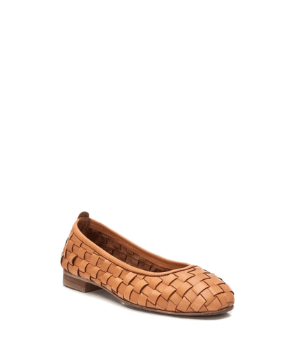 Ballerina in pelle intrecciata camel - Piedi Folli