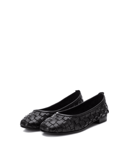 Ballerina in pelle intrecciata nero - Piedi Folli