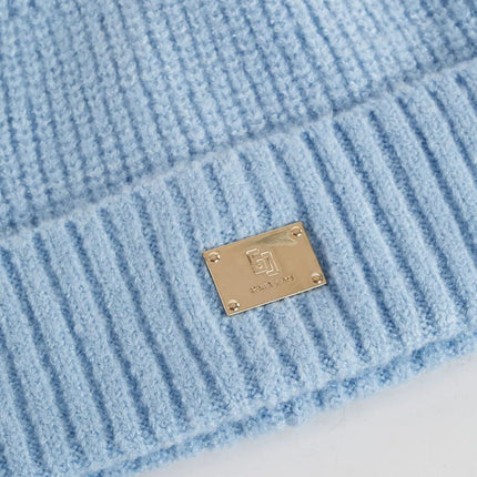 Berretto beanie azzurro in maglia - Piedi Folli