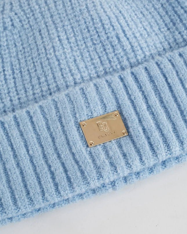 Berretto beanie azzurro in maglia - Piedi Folli