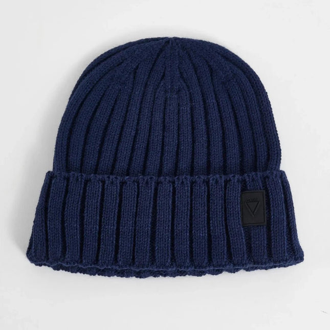 Berretto beanie blu a coste - Piedi Folli