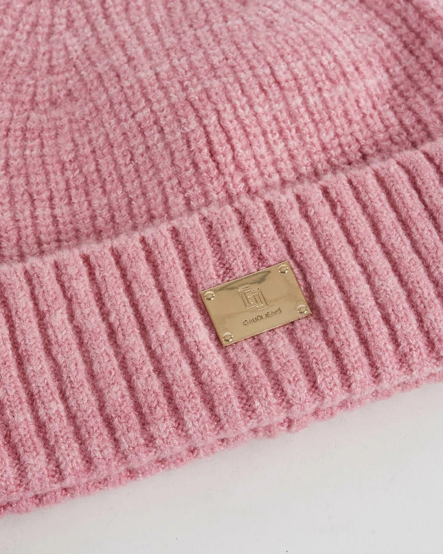 Berretto beanie rosa in maglia - Piedi Folli