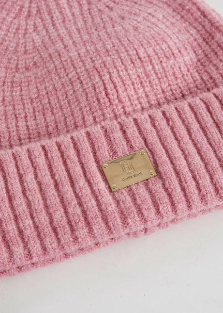 Berretto beanie rosa in maglia - Piedi Folli