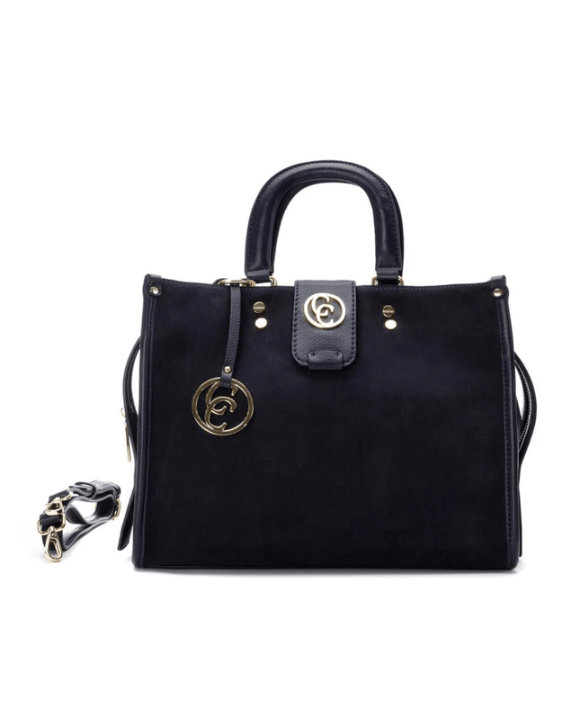 Borsa a mano in pelle navy - Piedi Folli