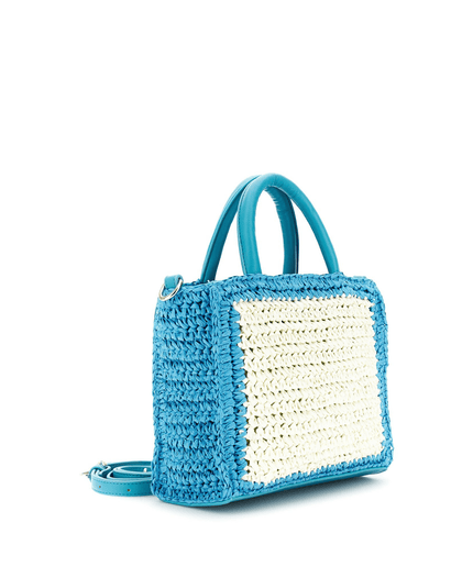 borsa a mano in rafia bicolore a crochet - Piedi Folli