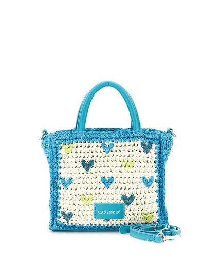 borsa a mano in rafia bicolore a crochet - Piedi Folli