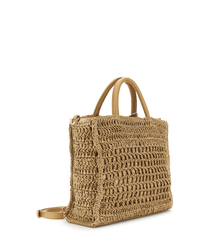 Borsa a mano in rafia con lavorazione crochet - Piedi Folli