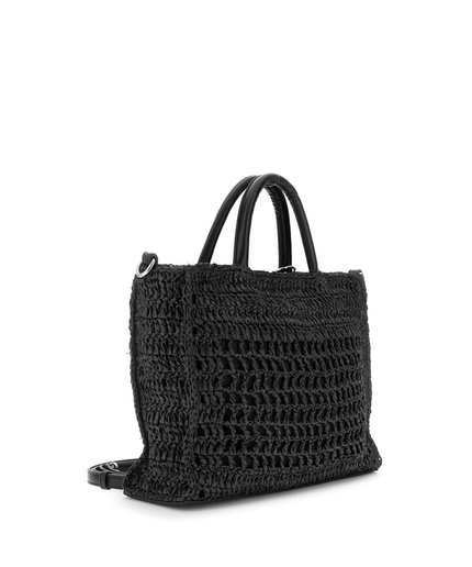 Borsa a mano in rafia con lavorazione crochet - Piedi Folli