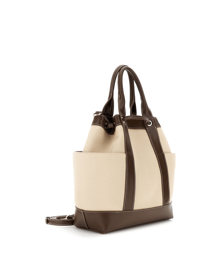 Borsa a secchiello con manici effetto canvas - Piedi Folli