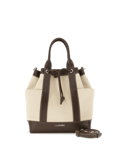 Borsa a secchiello con manici effetto canvas - Piedi Folli