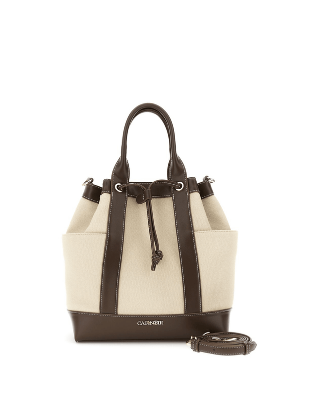 Borsa a secchiello con manici effetto canvas - Piedi Folli