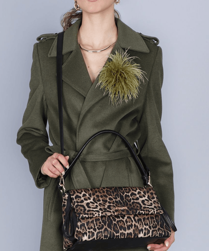 Borsa a spalla con leopardo animalier - Piedi Folli