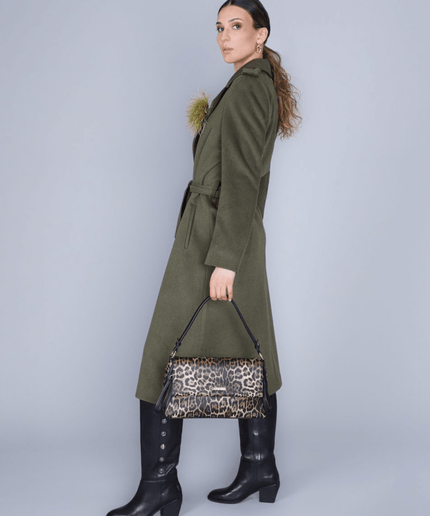 Borsa a spalla con leopardo animalier - Piedi Folli
