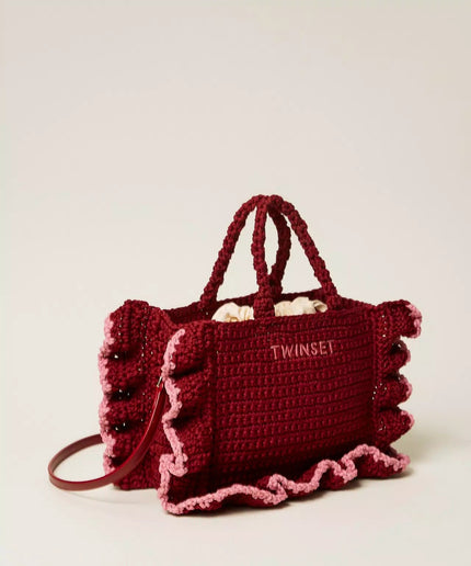 Borsa a tracolla crochet con balze - Piedi Folli