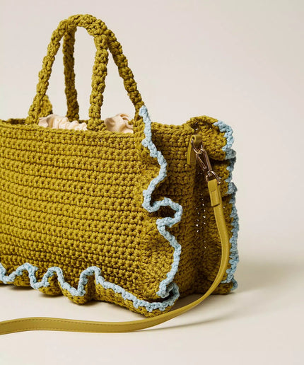 Borsa a tracolla crochet con balze - Piedi Folli