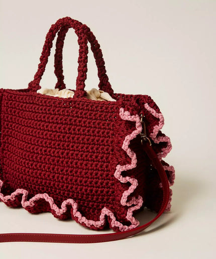 Borsa a tracolla crochet con balze - Piedi Folli