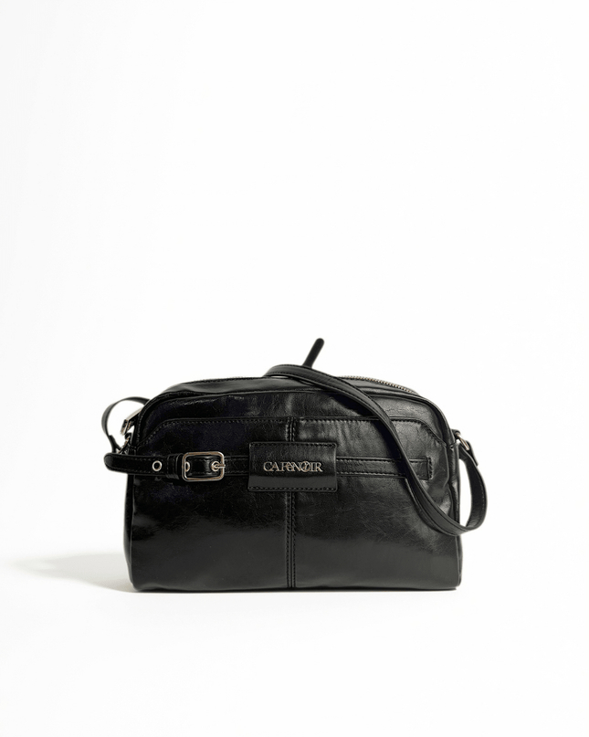 Borsa camera bag effetto pelle lucida nera - Piedi Folli