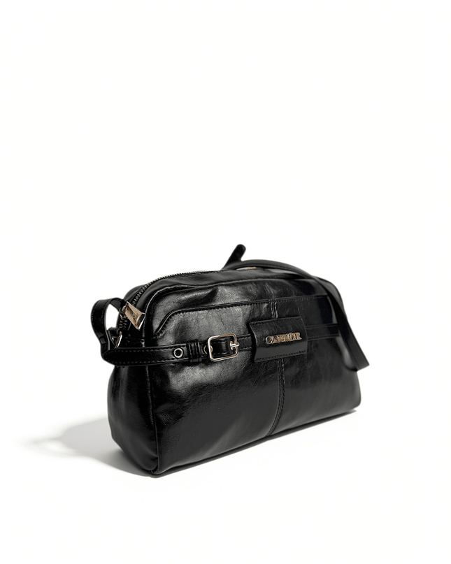 Borsa camera bag effetto pelle lucida nera - Piedi Folli