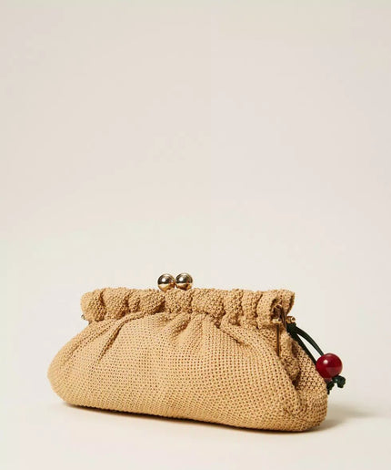 Borsa clutch in rafia con charm - Piedi Folli