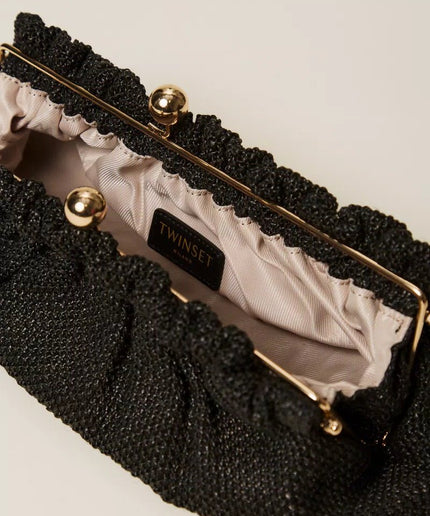 Borsa clutch in rafia con charm - Piedi Folli