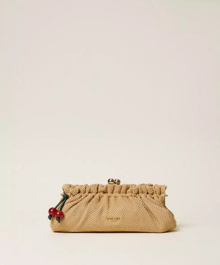 Borsa clutch in rafia con charm - Piedi Folli